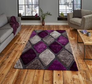 Noble House 3D Diamond Design Shaggy Rug (Various Colours)