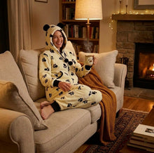 Load image into Gallery viewer, Slenderella Ladies Paw Print All in One Pyjamas (Large)