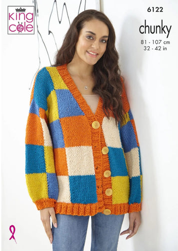 King Cole 6122 Chunky Knitting Pattern Ladies Cardigans in 2 Styles
