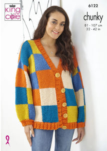 King Cole 6122 Chunky Knitting Pattern Ladies Cardigans in 2 Styles