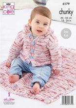 Load image into Gallery viewer, King Cole Knitting Pattern for Babies Chunky Jacket &amp; Blanket (6179)