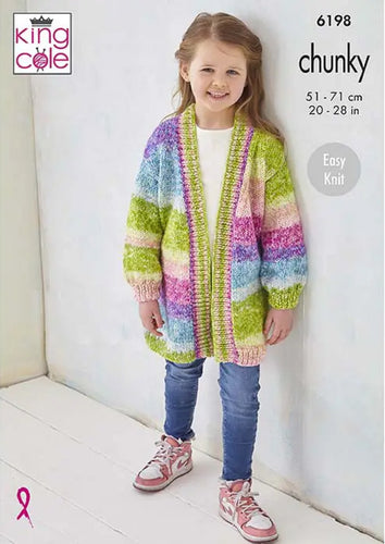 King Cole Knitting Pattern for Kids Chunky Jacket & Sweater (6198)