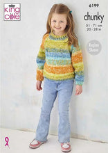 Load image into Gallery viewer, King Cole Knitting Pattern for Kids Chunky Cardigan &amp; Sweater (6199)