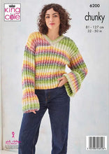 Load image into Gallery viewer, King Cole Knitting Pattern for Women’s Chunky Sweater &amp; Cardigan (6200)