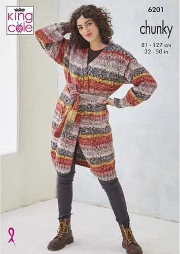 King Cole Knitting Pattern for Women’s Chunky Jacket & Waistcoat (6201)