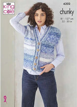 Load image into Gallery viewer, King Cole Knitting Pattern for Women’s Chunky Short Jacket &amp; Waistcoat (6202)