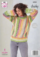 Load image into Gallery viewer, King Cole Knitting Pattern for Women’s Chunky Sweater &amp; Jacket (6204)
