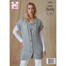 Load image into Gallery viewer, King Cole Knitting Pattern Women&#39;s Super Chunky Hooded Jacket and Waistcoat (6206)