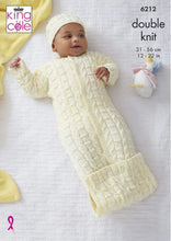Load image into Gallery viewer, King Cole Double Knitting Pattern - Baby Jacket, Sweater Sleeping Bag &amp; Hat 6212