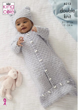 Load image into Gallery viewer, King Cole Double Knitting Pattern - Baby Jacket, Sweater Sleeping Bag &amp; Hat 6213