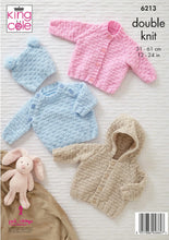 Load image into Gallery viewer, King Cole Double Knitting Pattern - Baby Jacket, Sweater Sleeping Bag &amp; Hat 6213