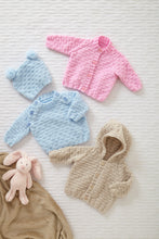 Load image into Gallery viewer, King Cole Double Knitting Pattern - Baby Jacket, Sweater Sleeping Bag &amp; Hat 6213