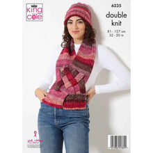 Load image into Gallery viewer, King Cole Knitting Pattern Womens Double Knit DK Sweater, Scarf and Hat (6235)