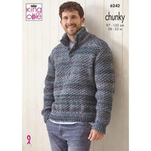 Load image into Gallery viewer, King Cole Knitting Pattern Mens Chunky Sweater Jumper 6242