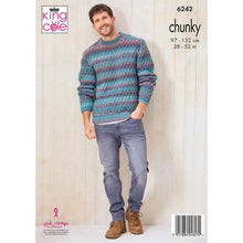 Load image into Gallery viewer, King Cole Knitting Pattern Mens Chunky Sweater Jumper 6242