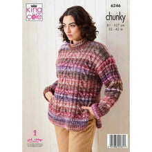Load image into Gallery viewer, King Cole Knitting Pattern Womens Chunky Sweater &amp; Cardigan (6246)
