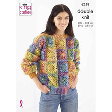 Load image into Gallery viewer, King Cole Double Knit Crochet Pattern Granny Square Cardigan &amp; Jumper 6258