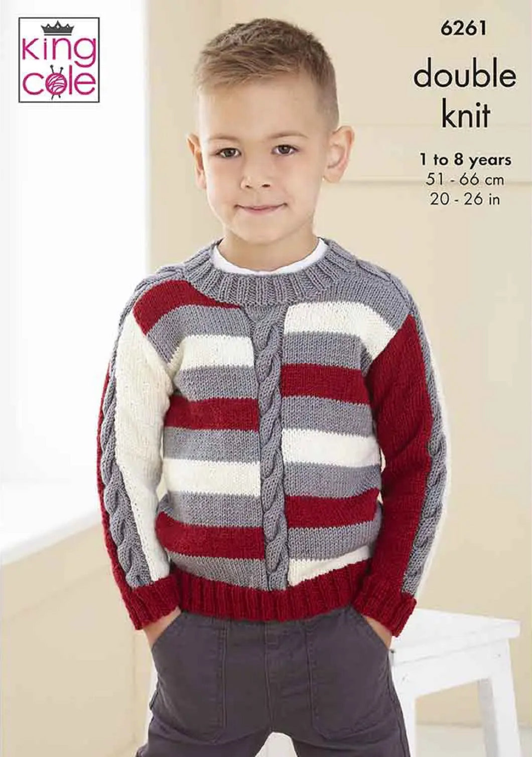 King Cole Knitting Pattern Kids Cable Double Knit Sweaters (6261)