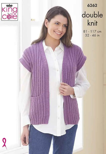 King Cole Knitting Pattern Womens Sweater & Sleeveless Jacket 6262