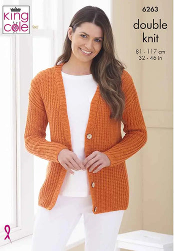 King Cole Ladies Dropped Shoulder & Raglan Sleeve DK Knitting Pattern 6263