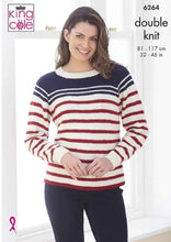 Load image into Gallery viewer, Women’s Raglan &amp; Coloured Sweater Knitting Pattern King Cole 6264