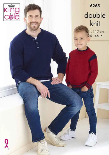 King Cole Adult & Kids Knitting Pattern Matching Sweaters & Cardigans (6265)