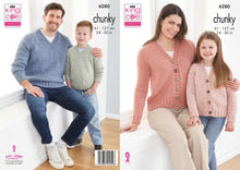 Load image into Gallery viewer, King Cole Unisex Adult &amp; Kids Knitting Pattern Chunky Cardigan &amp; Sweater 6280