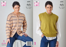 Load image into Gallery viewer, King Cole Ladies Knitting Pattern 4Ply Cardigan &amp; Slipover 6294