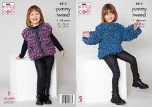 Load image into Gallery viewer, King Cole Knitting Pattern Girls Soft Loop Stitch Sweater &amp; Gilet 6312