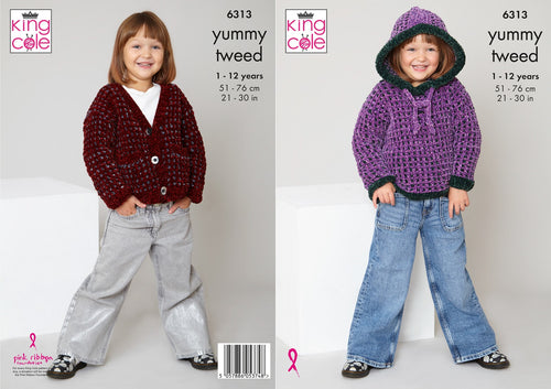 King Cole Knitting Pattern Girls Soft Cardigan & Hoodie 6313