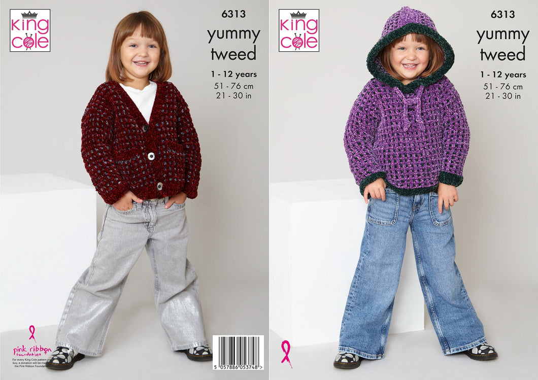 King Cole Knitting Pattern Girls Soft Cardigan & Hoodie 6313