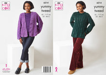 Load image into Gallery viewer, King Cole Knitting Pattern Ladies Detailed Tweed Sweater &amp; Cardigan 6314