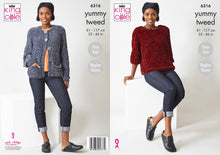 Load image into Gallery viewer, King Cole Easy Knitting Pattern Ladies Yummy Tweed Sweater &amp; Cardigan 6316