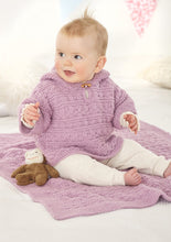 Load image into Gallery viewer, King Cole Aran Baby Knitting Pattern for Jacket, Hat, Hooded Top &amp; Blanket (6329)