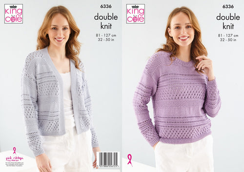 King Cole Double Knitting Pattern Womens Cardigan & Sweater (6336)