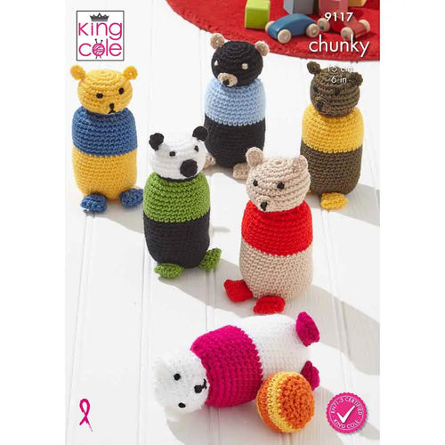 King Cole Crochet Pattern Chunky Indoor Skittles (9117)
