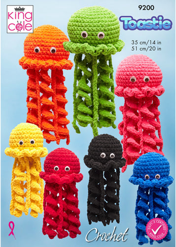 King Cole Crochet Pattern for Stuffed Jellyfish Toys in Toaastie 9200