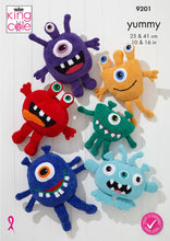 Load image into Gallery viewer, King Cole Little Monster Stuffed Toys Knitting Pattern 9201