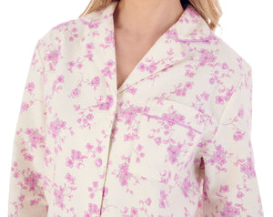 Slenderella Ladies Brushed Cotton Floral Tailored Pyjamas (3 Colours)