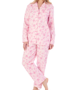 Slenderella Ladies Brushed Cotton Floral Tailored Pyjamas (3 Colours)