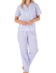 Slenderella Ladies Gingham & Flower Cotton Pyjamas (2 Colours)