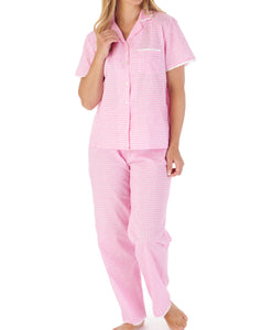 Slenderella Ladies Gingham & Flower Cotton Pyjamas (2 Colours)