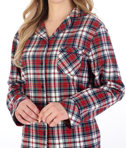 Slenderella Ladies Tailored Yarn Dyed Cotton Red Tartan Check Pyjamas