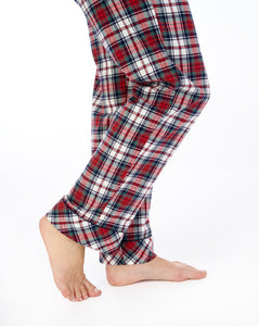 Slenderella Ladies Tailored Yarn Dyed Cotton Red Tartan Check Pyjamas