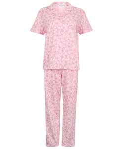 Slenderella Ladies Floral Meadow Jersey Pyjamas Set (3 Colours)