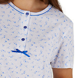 Slenderella Ladies Cotton Floral Pyjamas Set (Blue or Pink)