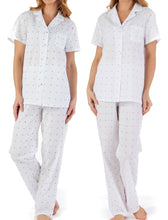 Load image into Gallery viewer, Slenderella Ladies Cotton Dobby Dot Tailored Pyjamas Set (UK 10-26)
