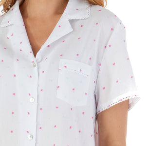 Slenderella Ladies Cotton Dobby Dot Tailored Pyjamas Set (UK 10-26)