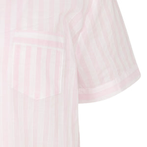 Slenderella Ladies Striped Button Up Top & Trouser Bottoms Pyjamas Set (Mint or Pink)