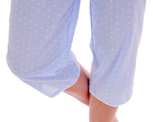 Load image into Gallery viewer, Slenderella Ladies Cotton Dobby Dot Cropped Pyjamas Set (Blue or Pink)